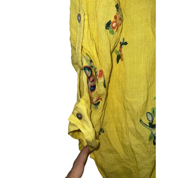 Anthropologie Fig and flower yellow floral tunic top blouse shirt size 1x - Picture 4 of 6